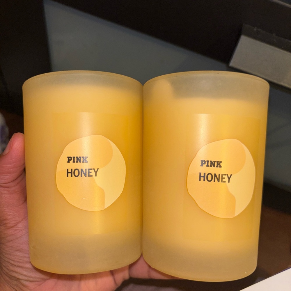 PINK Victoria's Secret Honey Yellow Candle Set